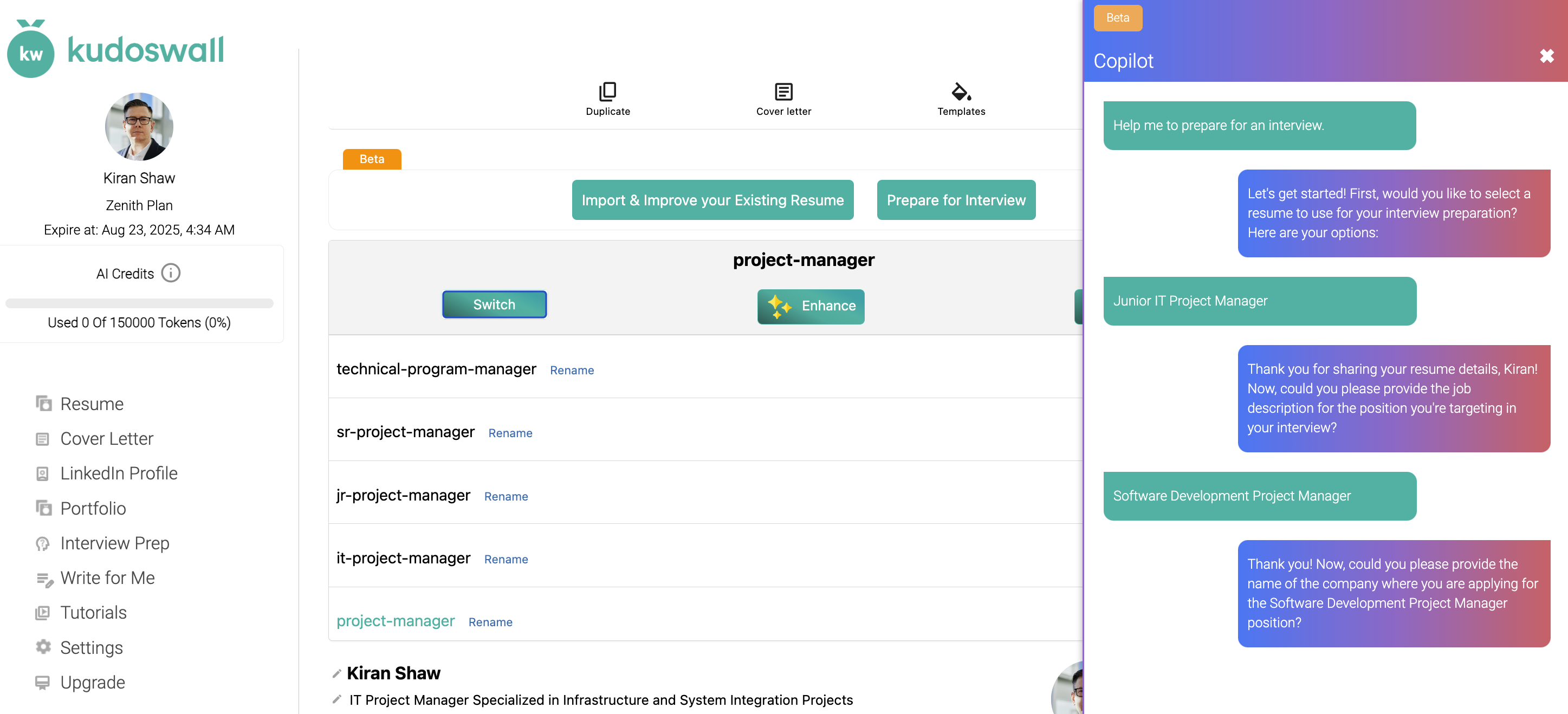 Personalized Behavioral and Technical Questions