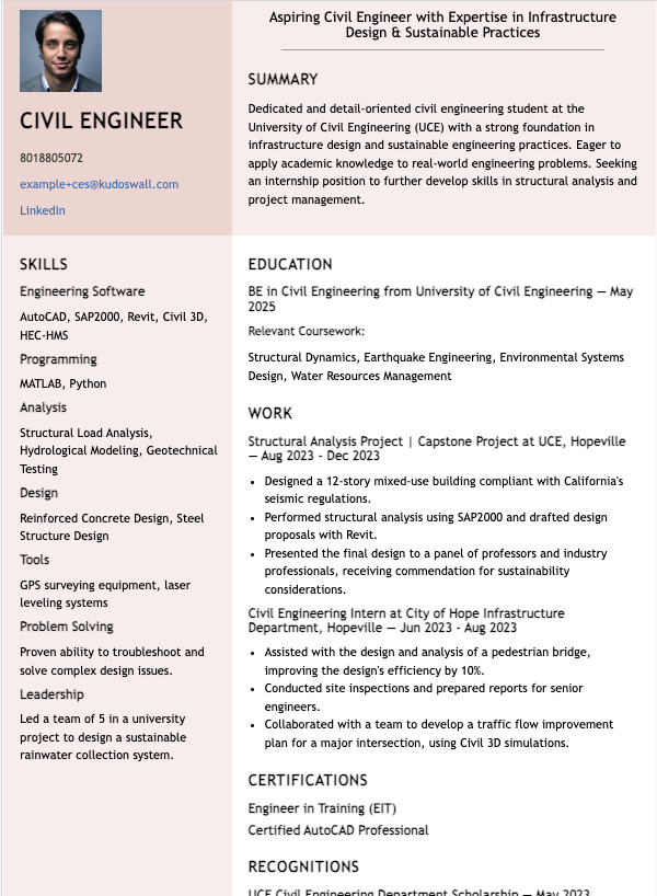 Civil Engineer Resume Example