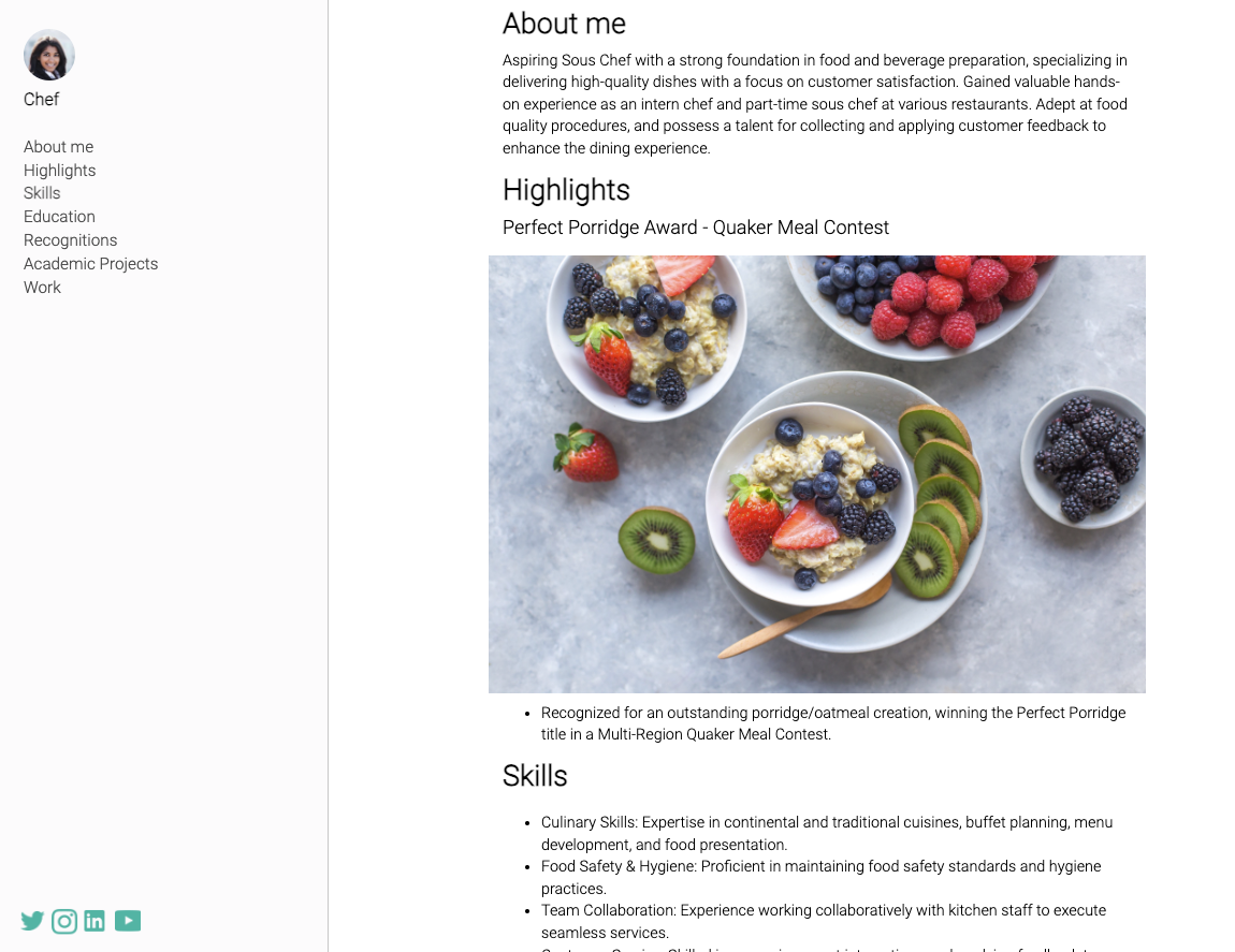 Sous-Chef Portfolio Example