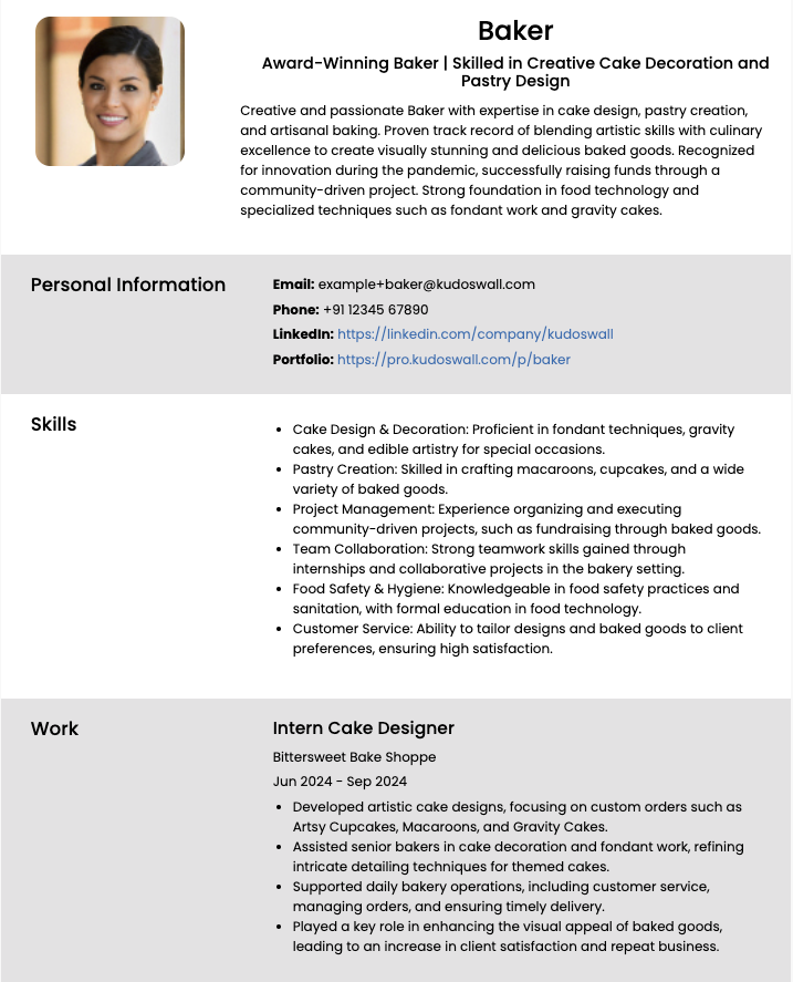 Baker Resume Example