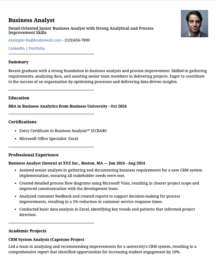 Business Analyst - IT Resume Example