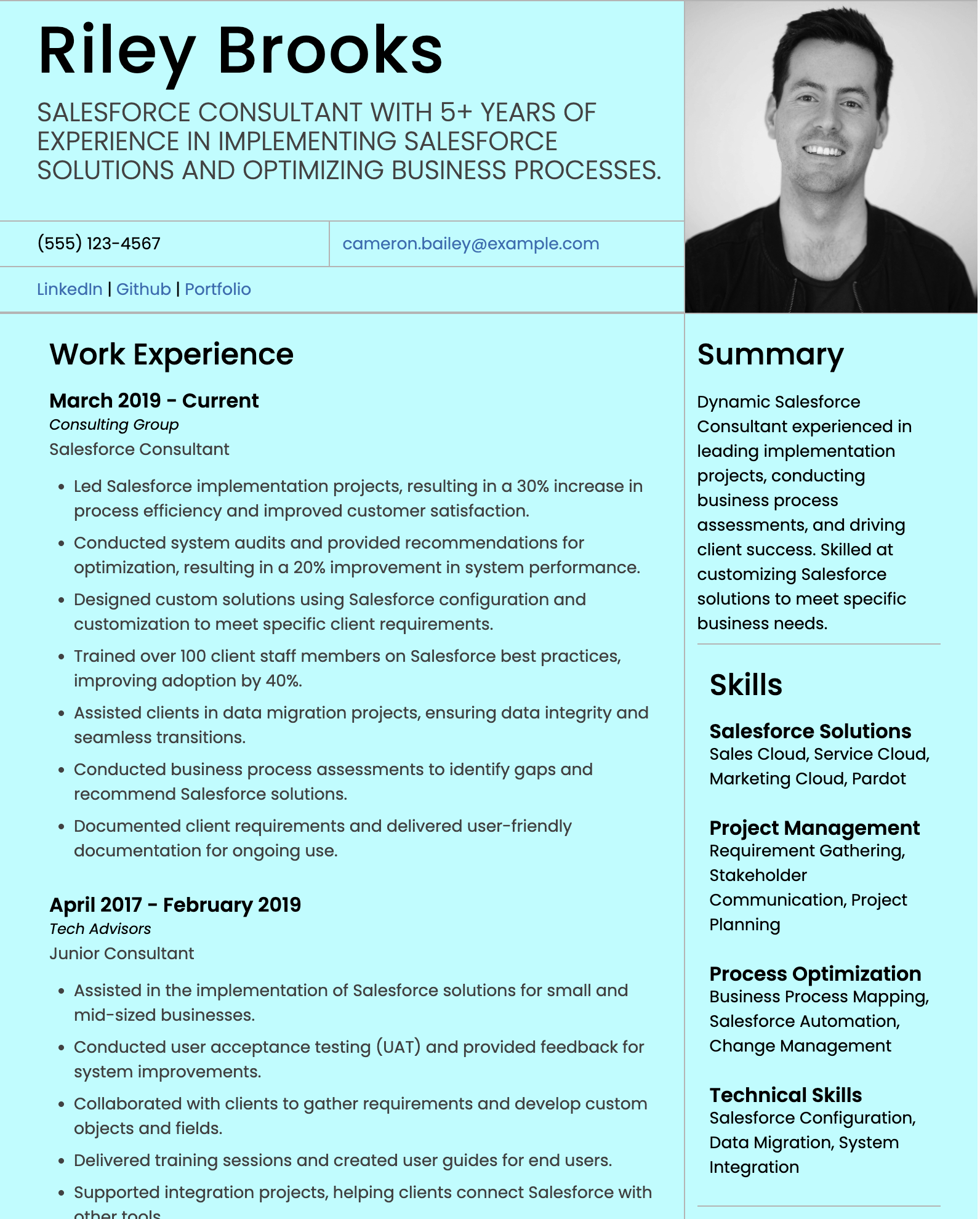 Salesforce Consultant Resume Example