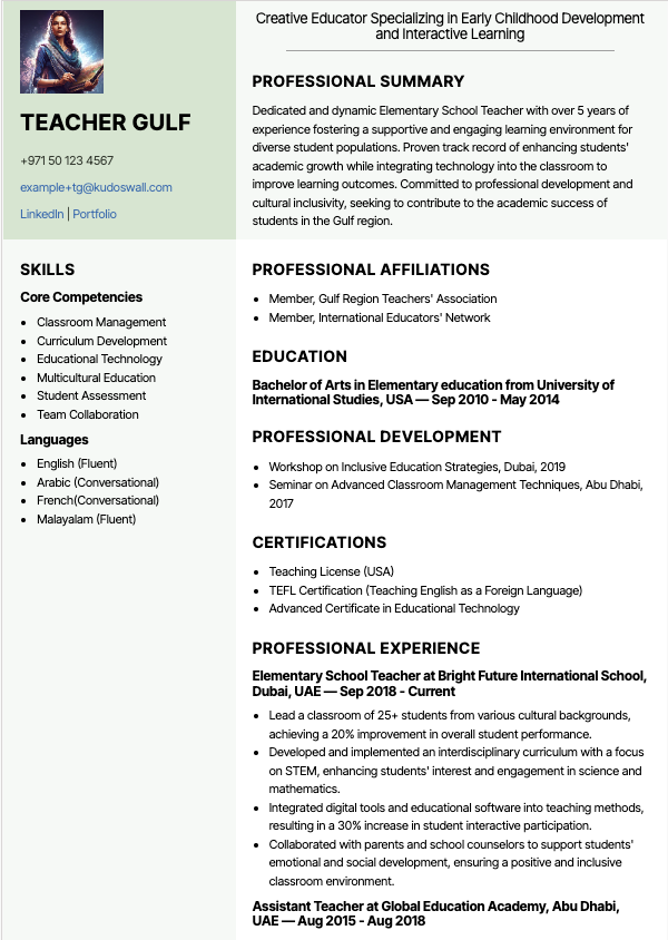 Generic Teacher Resume ATS Optimized